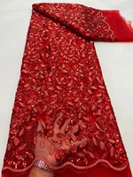 Tissu brodé en sergé à la vente chaude, robe de banquet de mariage, dentelle à paillettes, perles pour femmes et garçons