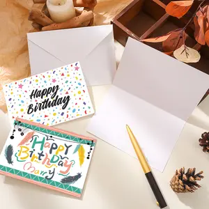Custom 12 Pcs/ Box Happy Birthday Greeting Card With Envelopes Custom New Design Custom PostCard Box Set
