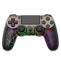 Manette de jeu sans fil avec gyroscope six axes, contrôleur de jeu pour console PS4 PS3, compatible Windows 7 8 10, double vibration, joystick PC, lumières RGB