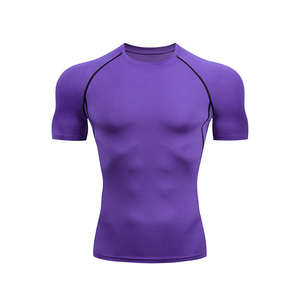 T-shirt de course à compression léger pour homme, coupe régulière, manches courtes, blanc, vêtements de sport, respirant, séchage rapide - Product Image 1
