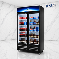 Réfrigérateur Vitrine à Double Porte Vitrée pour Boissons, Réfrigérateur Vertical à Refroidissement par Ventilation pour Supermarchés et Magasins de Proximité