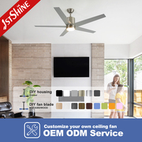 Ventilateur de plafond intelligent 1stshine 56 pouces, moderne, ultra silencieux, durable, compatible Alexa et Google, TUYA Wifi, avec lumière LED