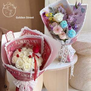 Papier d'emballage floral en dentelle française, papier d'emballage pour bouquet imprimé « Love <span class=keywords><strong>Forever</strong></span> » pour fleuristes, Saint-Valentin, mariage - Product Image 4