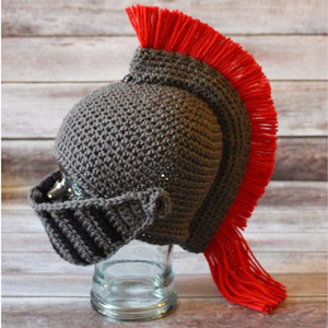 Entrega rápida Sombrero de <span class=keywords><strong>Caballero</strong></span> de invierno cálido de punto hecho a mano Cubierta de esquí de cara divertida con <span class=keywords><strong>Peluca</strong></span> de estilo de <span class=keywords><strong>caballero</strong></span> romano coronado rojo Barba incluida - Product Image 6