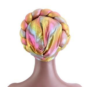 Nuevo Turbante Metálico <span class=keywords><strong>de</strong></span> Esponja para Exteriores, Estilo Africano, para Mujer, <span class=keywords><strong>de</strong></span> Poliéster, con <span class=keywords><strong>Trenzas</strong></span> Grandes, <span class=keywords><strong>de</strong></span> Lujo - Product Image 6