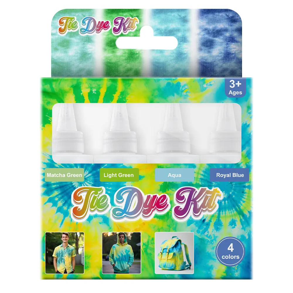 KHY-Kit Tie-Dye 4 Couleurs Vert Matcha/Vert Clair/Aqua/Bleu Royal