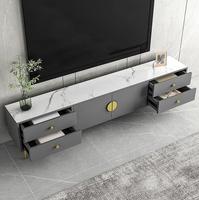 Ensemble meuble TV et table basse en bois massif, style européen moderne, luxueux et orné de lumières, pour salon