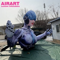 Mascotte robotique féminine gonflable personnalisée, grand personnage cyborg gonflable pour la décoration de scène de festival de musique, publicité d'événements