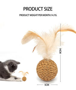 Juguete Interactivo y Duradero para Mascotas, Pelota de Ratán con Sonido y Pluma para que los Gatos Perseguan y Corran - Product Image 6
