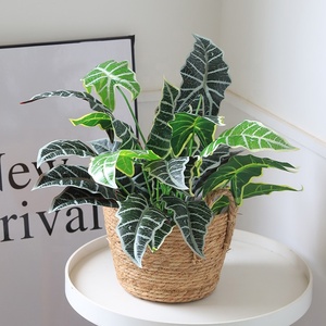 Rama <span class=keywords><strong>de</strong></span> Hojas Artificiales <span class=keywords><strong>de</strong></span> Alocasia <span class=keywords><strong>de</strong></span> 50 cm, 12 Cabezas, Hojas Verdes Tropicales Artificiales para Arreglos Florales, Decoración del Hogar y Bodas - Product Image 2
