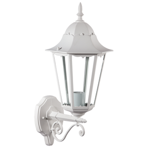 Lanterna da Parete Moderna ERMES 8 Bianca IP65 Impermeabile Illuminazione LED Base in Alluminio e Ferro Sorgente Luminosa E27 Colore 3000K per Uso in Giardino - Product Image 1