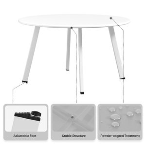 Modern White Round <b>Side</b> <b>Table</b> with 4 Steel Legs for Living Room End <b>Table</b> with Adjustable Feet End <b>Table</b> for <b>Sofa</b> <b>Side</b> & Bedroom - Product Image 2