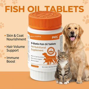Tabletas de Aceite de Pescado con D-Biotina para Perros y Gatos, <span class=keywords><strong>Salud</strong></span> de la Piel y el Pelaje, Apoyo Inmunológico, Nutrición Profunda, Suplemento Anticaída del Pelo - Product Image 1
