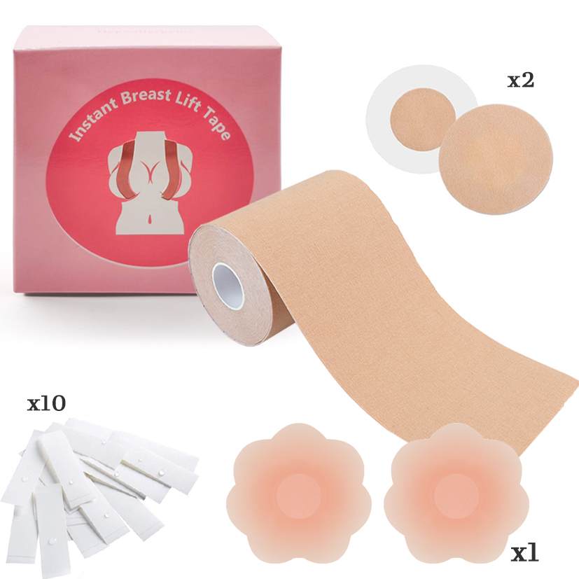 3 Inch Extra Wide XL Boob Tape for Large Breasts with Nipple Covers