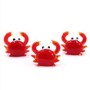Custom Size Handmade Murano Lampwork Red Glass <strong>Crab</strong> Animal Figurine Miniature Smiling <strong>Crab</strong> <strong>Ornament</strong> Decor - Product Image 1
