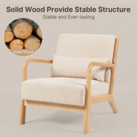 Fauteuils d'appoint modernes rembourrés pour lecture et détente, style farmhouse, en bois massif et tissu