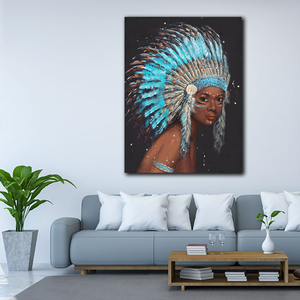 Ventes quotidiennes peinture à l'huile Style <span class=keywords><strong>Tribal</strong></span> femme pleine de sauvage imprimé toile peinture mur <span class=keywords><strong>Art</strong></span> pour la maison hôtel décor - Product Image 4
