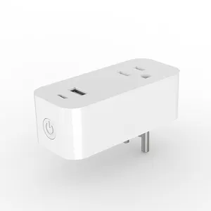 US Standard Tuya Smart Life Alexa Google WiFi Home Wireless USB Mini WiFi Multi Smart Wall Plug Switch Socket with USB