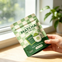 Sachet Mylar Doypack refermable pour poudre de Matcha de qualité alimentaire 50g 100g avec impression couleur personnalisée
