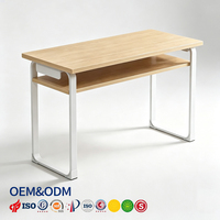 Bureau double pour étudiants pour salle de classe universitaire, mobilier scolaire en bois avec structure métallique
