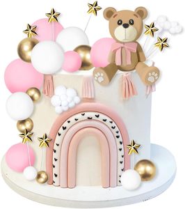 38 Stück Pink Bear Cake Topper Niedliche <span class=keywords><strong>Mini</strong></span> Teddybär Kuchen Dekorationen mit Sternen Wolken Cake Topper für <span class=keywords><strong>Baby</strong></span> Shower <span class=keywords><strong>Boy</strong></span> Girl - Product Image 3