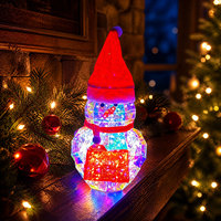 Décoration de Noël LED Bonhomme de Neige Iridescent 3D Géométrique Alimenté par USB Lumières de Fête Décoration de Table Figurine de Noël Cadeau