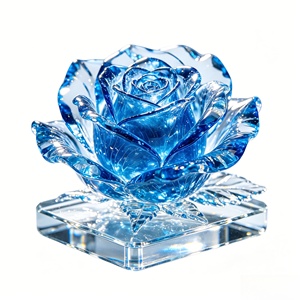 ดอกกุหลาบเรซิ่นใสสีฟ้า: ผลงานศิลปะดอกไม้อมตะและของขวัญ ผลิตตามสั่งโดยโบจิยี่ - Product Image 1