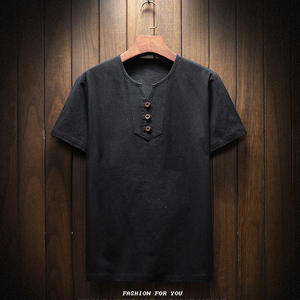 Camiseta de Verano para Hombre, de Poliéster/Algodón, Tejido de 260g, Antiarrugas, Cuello Redondo, Corte Regular, Manga Corta, con Botones, Suave y Transpirable - Product Image 6