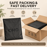 Pochette de présentation réutilisable noire mate personnalisée en film PE dépoli pour l'emballage de vêtements, t-shirts, sous-vêtements, chaussettes, chaussures et l'emballage de marques de détail