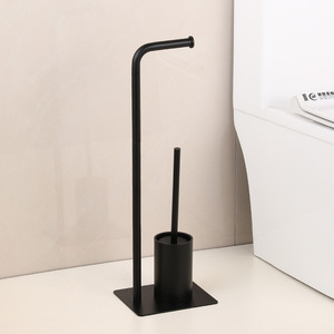 Supporto di carta igienica Free Standing Premium in acciaio inossidabile con vassoio per il bagno della toilette dell'hotel a casa - Product Image 4