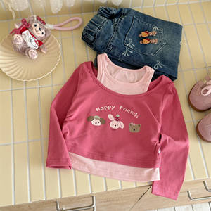 Girls Autumn Cartoon Print T-Shirt Cotton Knitted Long Sleeve Base Layer Top For Kids - Product Image 4