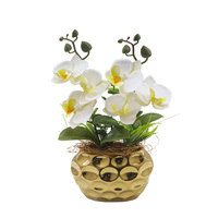 Tizen Artificielle Orchidée En Pot Fleur Artificielle Vraie Touche Orchidée Fleurs Velours pour La Décoration De La Chambre