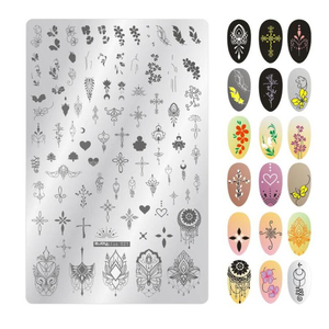 51 Styles XL Nail Stamping Plate soutenu avec des images à carreaux et des personnages <span class=keywords><strong>de</strong></span> dessins animés DIY Nail Tool - Product Image 4