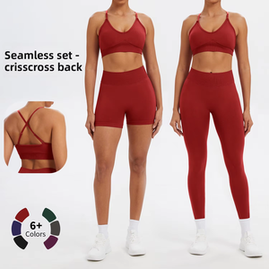 Conjunto de Yoga de 2 Piezas sin Costuras, Ropa Deportiva de Secado Rápido para Correr al Aire Libre y Hacer Deporte, Atuendo Femenino - Product Image 1