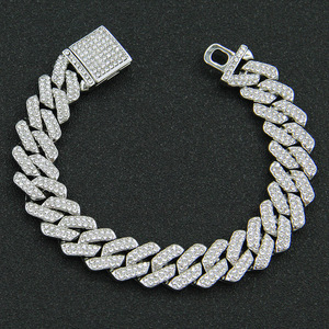 Hot Selling New Hiphop Style Shine Rhinestone Alloy Cuban Chain Men's <b>Bracelets</b> Exaggerated Geometric <b>Bracelet</b> Trendy Jewelry - Product Image 2