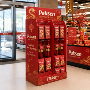 Présentoir à snacks en carton ondulé à niveaux intégré, avec impression personnalisée complète, pour l'aménagement de stock de produits alimentaires saisonniers en épicerie - Product Image 3