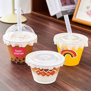 แก้วพลาสติกแบบใช้แล้วทิ้งขนาดเล็กสำหรับชานมและกาแฟ 7 ออนซ์/9 ออนซ์ พร้อมฝาปิด สำหรับเครื่องดื่มเย็น-ใช้ในร้านชานม - Product Image 1