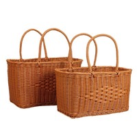 Boodschappenmandje van PP-materiaal, nieuwe Chinese stijl, handvat van wilgentakken, fruitmand, mandje voor boodschappen, Chinese knoopaccenten, handgeweven