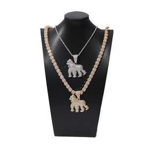2020 la migliore vendita di alta qualità miami choker moda hip hop donna uomo placcato oro 18 carati zircone <span class=keywords><strong>King</strong></span> <span class=keywords><strong>Kong</strong></span> animale ciondolo hip hop - Product Image 3