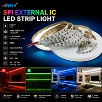 Bande adressable SPI DC12/ 24V 4040 120led Rgbw 4in1 7.5W 15W 8mm IP67 étanche haute CRI CE ROHS 100mm coupe bande intelligente
