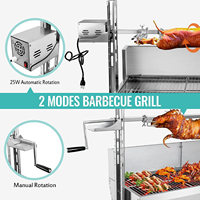 Grill Rotisserie Commercial Électrique en Acier Inoxydable 50KG pour Agneau, Porc, Cochon, Barbecue au Charbon de Bois