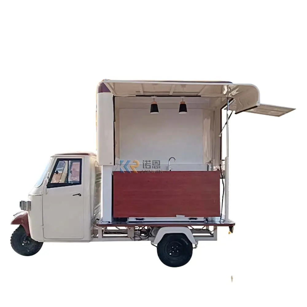 2024 Ape Electric Mobile Food Bar Multiusos Street Catering Carros para servir helados Triciclo portátil duradero para venta de alimentos