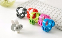 Topk — enrouleur de câble de bureau multi-usages, support en Silicone, pour organiser les écouteurs, Clip de gestion, chargeur, à 3 fentes