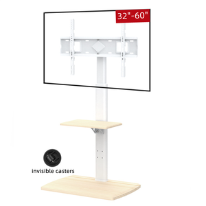 Carrello <span class=keywords><strong>TV</strong></span> <span class=keywords><strong>Mobile</strong></span> Regolabile in Altezza con Supporto da Pavimento in <span class=keywords><strong>Metallo</strong></span>/Legno e Ripiano Portaoggetti per Uso Commerciale e Ufficio - Product Image 4