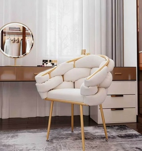 Chaise de salon de manucure de luxe légère, style crème, avec dossier, tabouret de maquillage pour coiffeuse, usage domestique et chambre à coucher - Vente chaude - Product Image 5