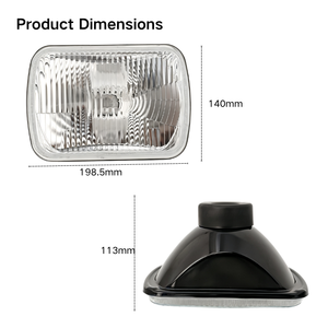 Nouveau phare de remplacement H4 homologué DOT, 6x7 pouces, anti-jaunissement, halogène scellé carré pour Comanche MJ et fourgonnette E-Series - Product Image 2