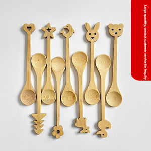 Cuillère en bambou de style dessin animé, écologique, minimaliste, pour café, glace, dessert, haute beauté, style bohème, fabriquée à la main - Product Image 3