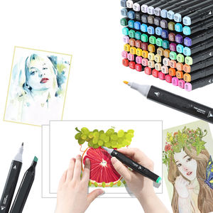 Boîte en bois personnalisée OEM, ensemble de 168 couleurs de marqueurs d'encre à l'alcool permanents à double pointe pour le dessin scolaire et la papeterie - Product Image 5