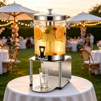 Distributeur de boissons en acier inoxydable FLEY avec couvercle, robinet de service et support de récupération des gouttes surélevé pour la restauration en plein air et les buffets