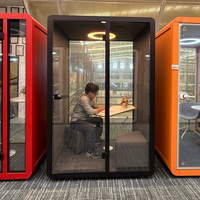Cabine de bureau insonorisée professionnelle avec verre épaissi de 10 mm pour l'école, l'hôtel, le centre commercial, design moderne, cadre en alliage d'aluminium, modulaire